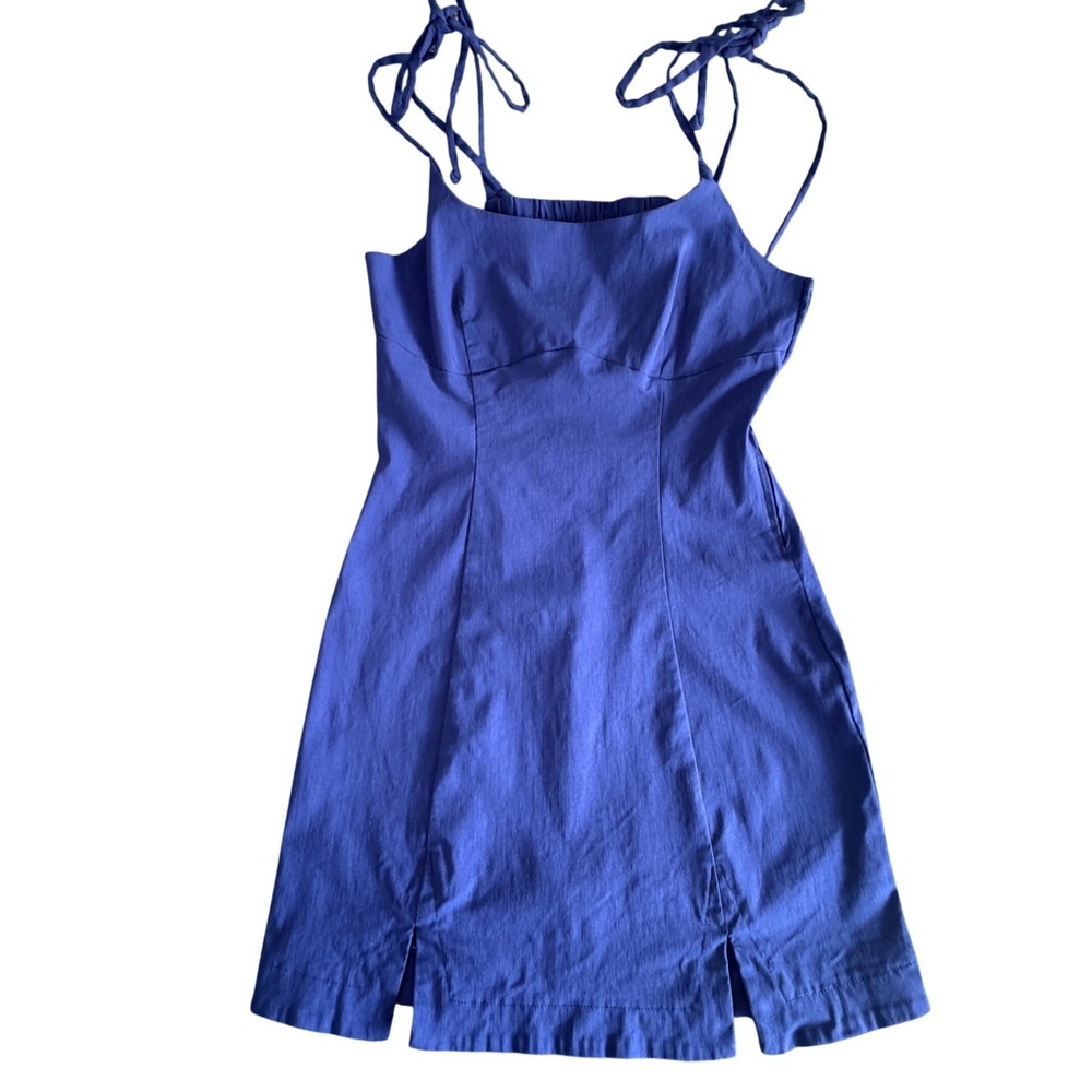 Trixxi Blue Mini Dress XL Tie Strap Cutout Back‎ Square Neck 26ED25023I Womens